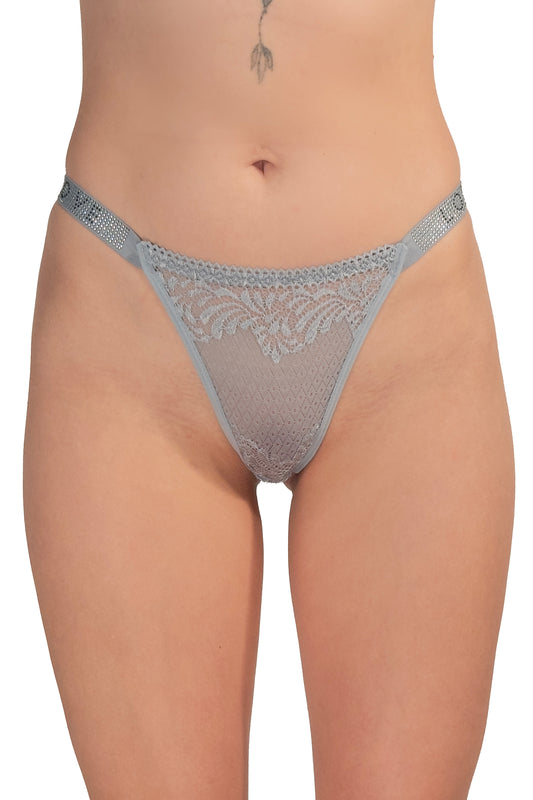 Charcoal Grey Strappy Lace G-String